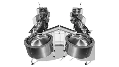 Ligne d’emballage automatique avec double bol vibrant